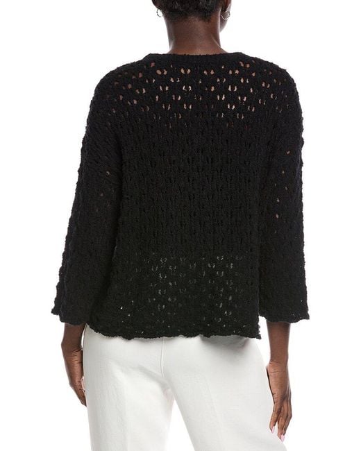 Eileen Fisher Black Fluff Cashmere-Blend Top