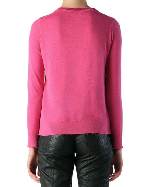 Zadig & Voltaire Pink Miss Love Punk Intarsia Sweater