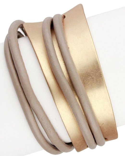 Saachi Natural Leather Wrap Bracelet