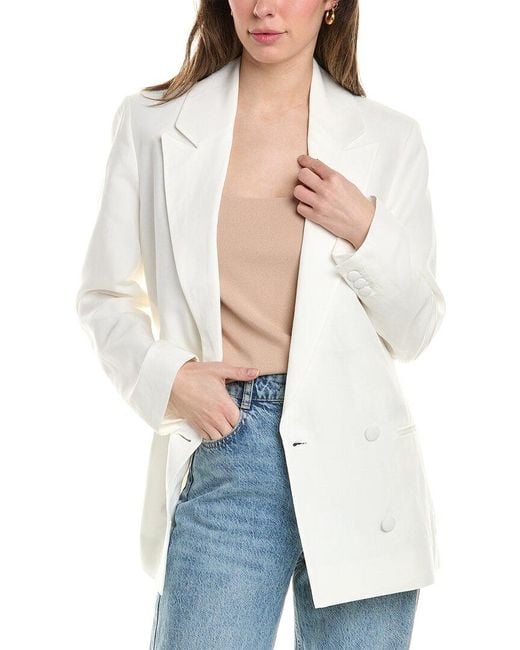 AllSaints White Petra Linen-blend Blazer