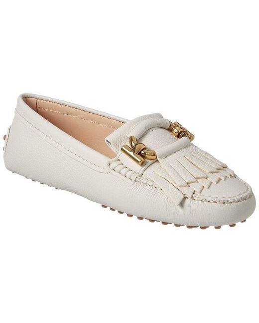 Tod's White Gommino Leather Mocassin