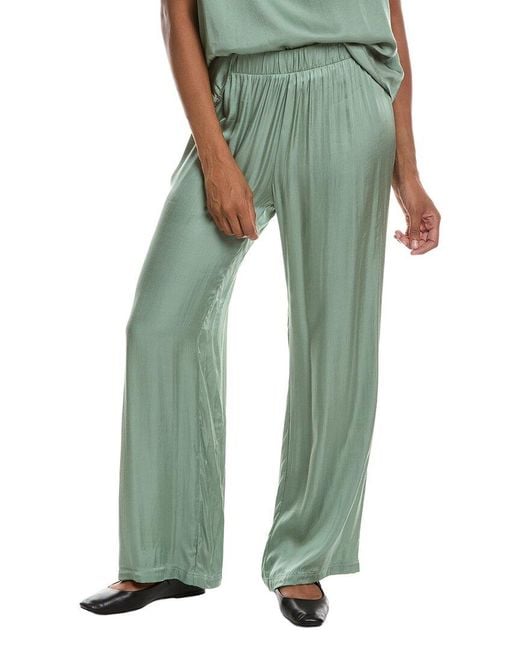 PERFECTWHITETEE Green Camile Luxe Satin Straight Leg Pant