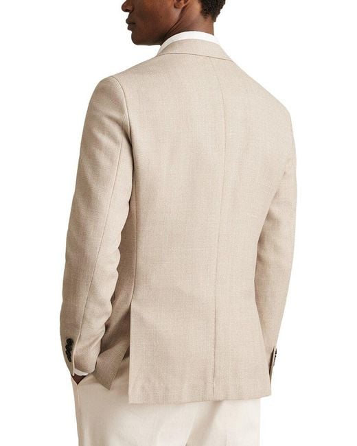 Reiss Natural Stack Notch Texture Wool-Blend Formal Jacket for men