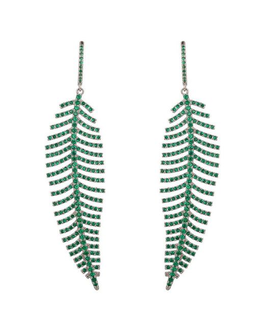 Eye Candy LA Green Cz Luxe Leafy Dangle Earrings