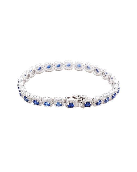 Suzy Levian White Silver 0.02 Ct. Tw. Diamond & Gemstone Bracelet