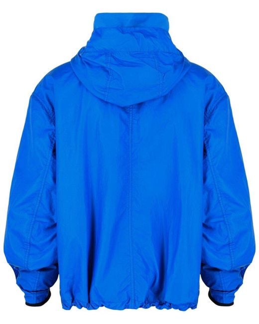 Ferragamo Blue Coated Hooded Jacket for men