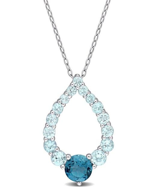 Rina Limor Blue Silver 2.69 Ct. Tw. Gemstone Pendant Necklace