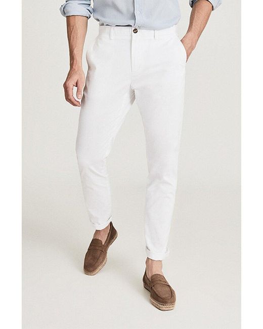Reiss White Pitch Washed Slim Fit Chino Pant for men