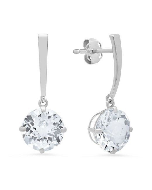 MaxColor 14k 3.50 Ct. Tw. White Topaz Drop Earrings