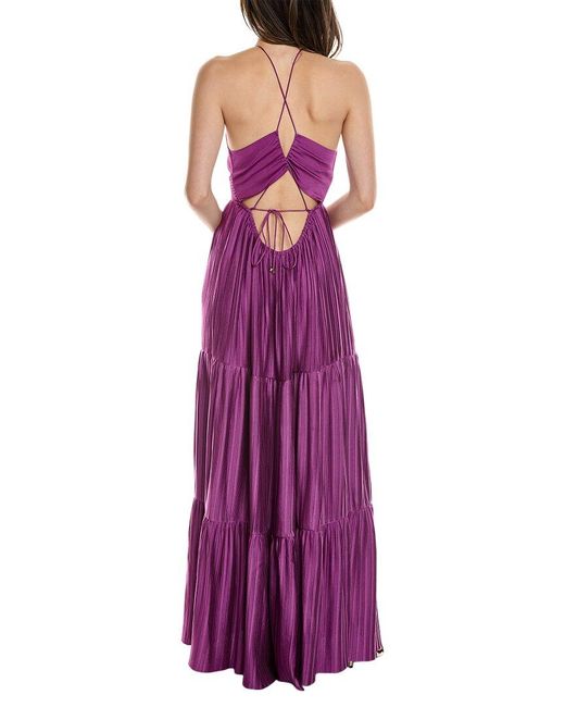 Ba&sh Purple Pleated Maxi Dress