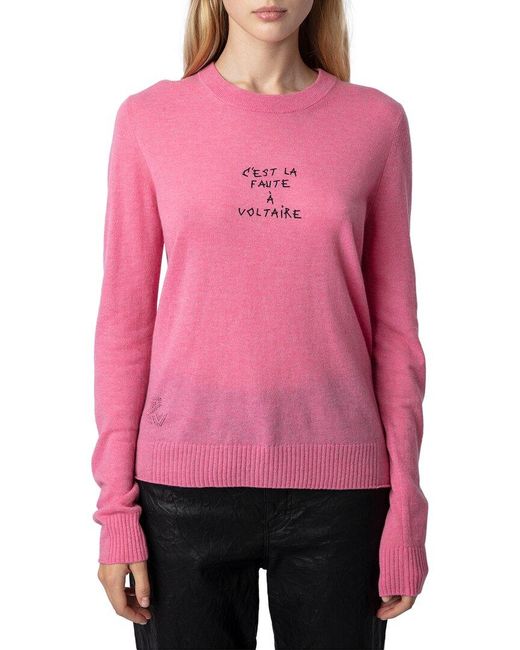Zadig & Voltaire Pink Miss Cp C'est La Faute A Volta Cashmere-blend Sweater