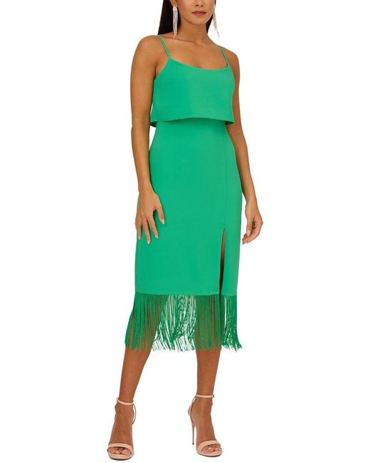 Adrianna Papell Green Eve Crepe Midi Dress