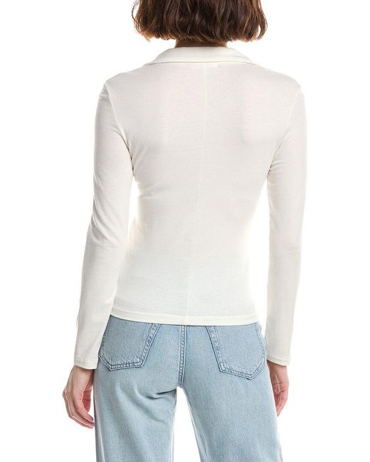 Rag & Bone White Lucy Ruched Polo Shirt