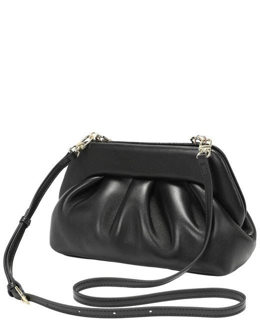Tiffany & Fred Paris Black Soft Frame Leather Crossbody Clutch