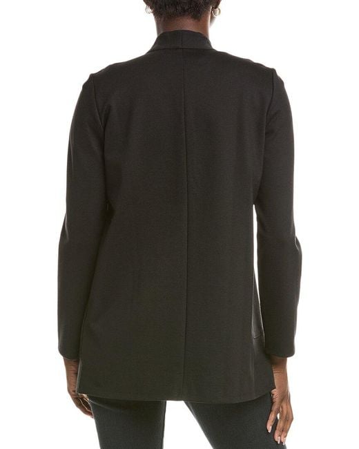 Eileen Fisher Black Petite High Collar Long Jacket
