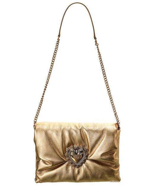 Dolce & Gabbana Devotion Medium Leather Clutch in Metallic | Lyst
