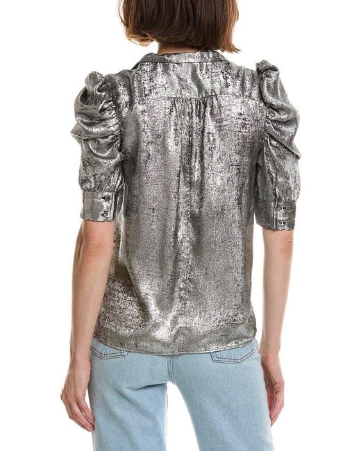 FRAME Gray Frame The Shiny Gillian Blouse
