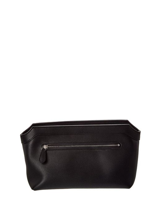 The Row Black Terrasse Zipped Leather Vanity Bag