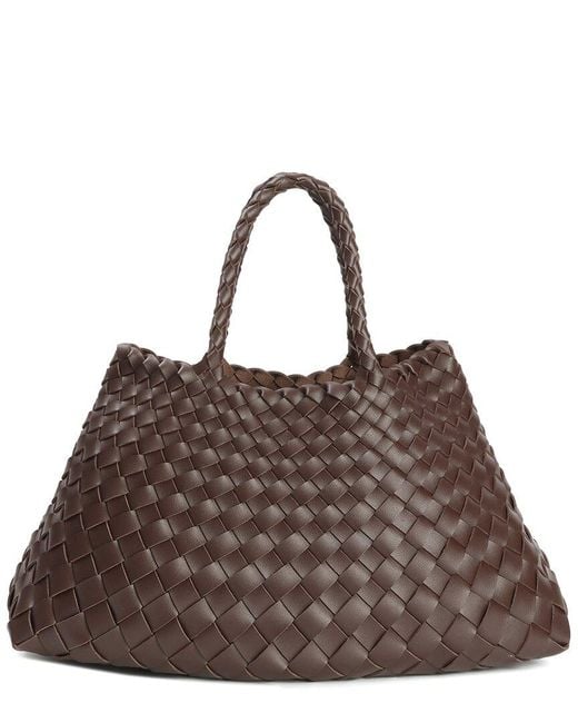 Tiffany & Fred Paris Brown Hand-Woven Leather Tote