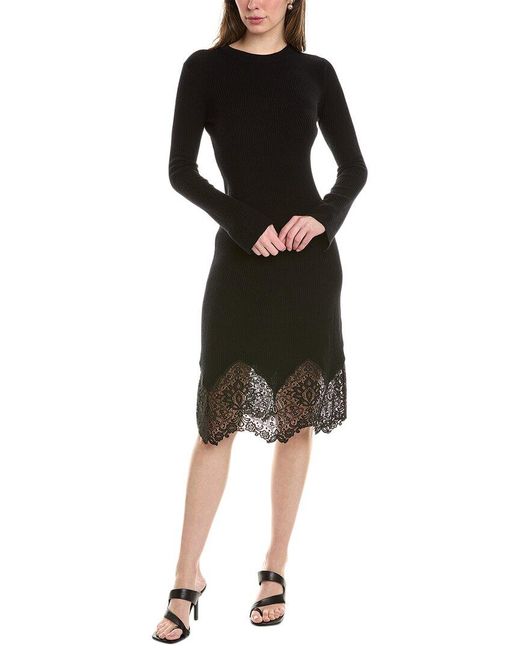AllSaints Milly Wool Cashmere blend Midi Dress in Black Lyst