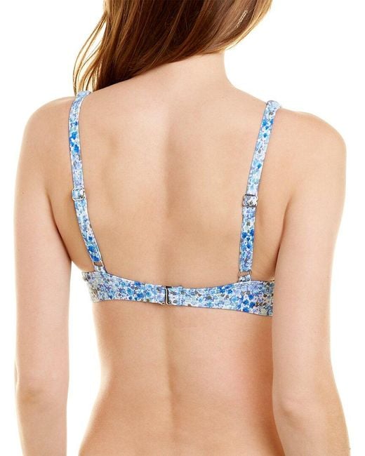 Splendid Blue Twist Front Tall Halter Bikini Top