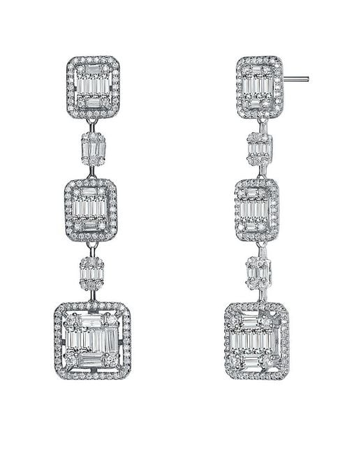 Genevive Jewelry White Silver Cz Drop Earrings
