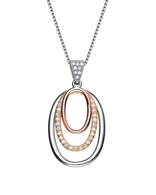 Genevive Jewelry Metallic Silver Cz Necklace
