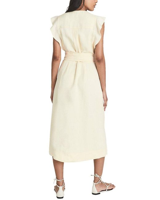 Reiss Natural Linen-blend Emma Midi Dress