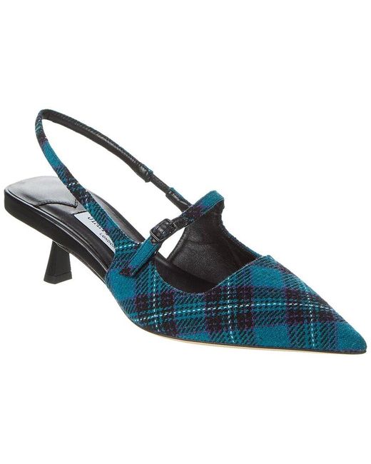 Jimmy Choo Blue Didi 45 Tartan Slingback Pump