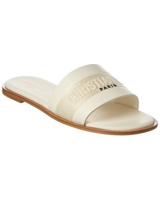 Dior White Dway Canvas & Leather Sandal