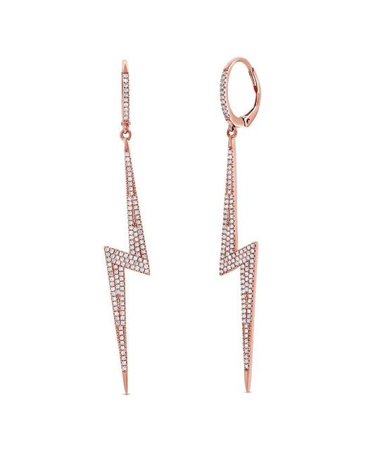 Sabrina Designs White 14k Rose Gold 0.77 Ct. Tw. Diamond Lightning Bolt Earrings