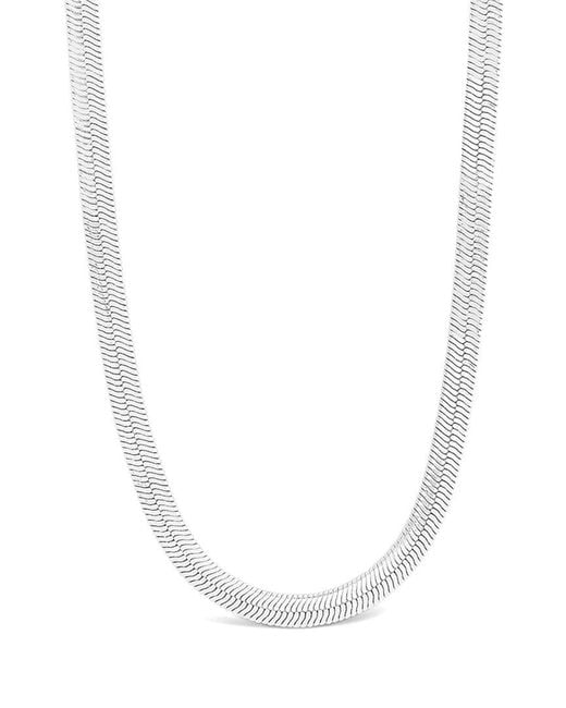 Sterling Forever White Herringbone Chain Necklace
