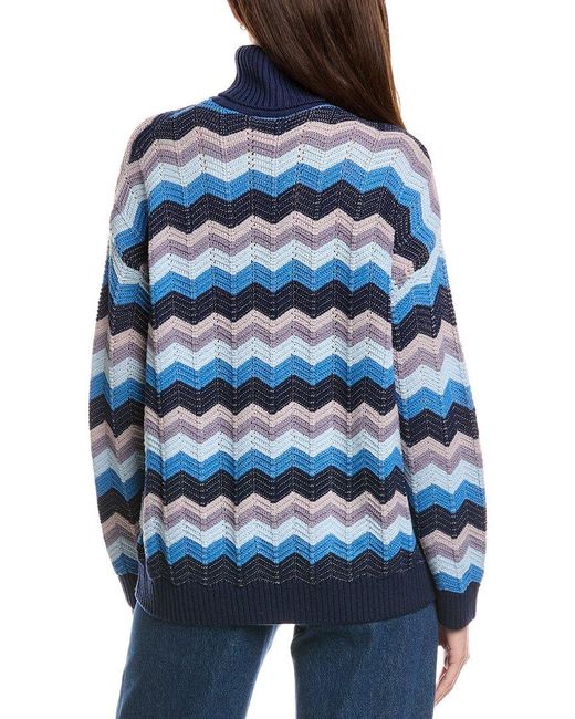 Missoni Blue Missoni Oversized Turtleneck Wool-Blend Sweater