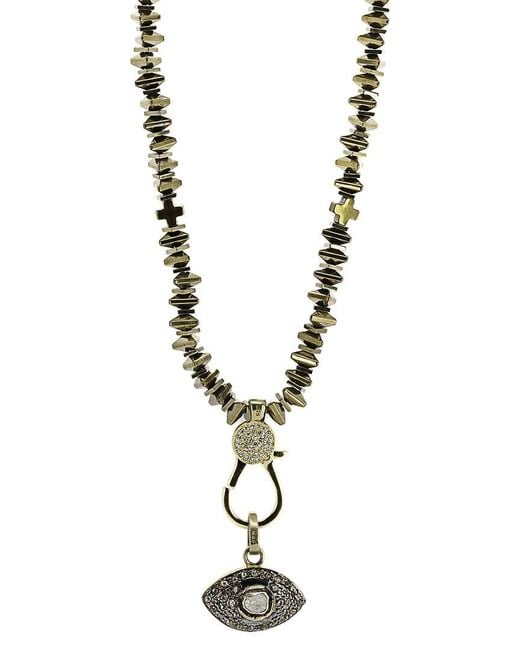 Ebru Jewelry Metallic One Of A Kind Cz Beaded Necklace