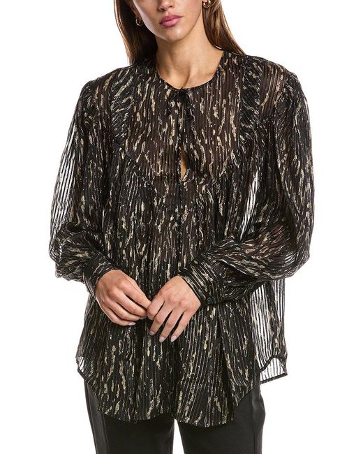 IRO Black Artya Silk-Blend Top