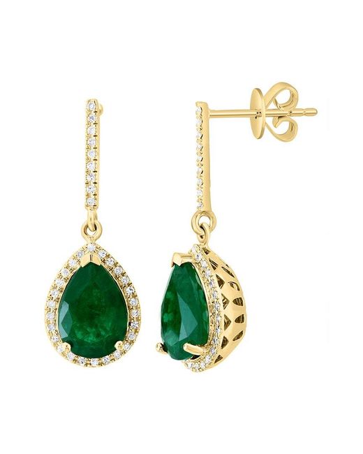 Effy Fine Jewelry White 14K 3.25 Ct. Tw. Diamond & Emerald Earrings