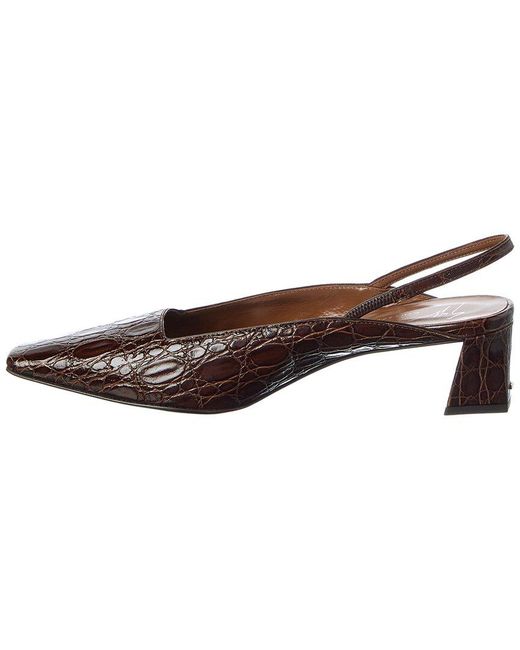 Giuseppe Zanotti Brown Brenda 45 Croc-Embossed Leather Slingback Pump