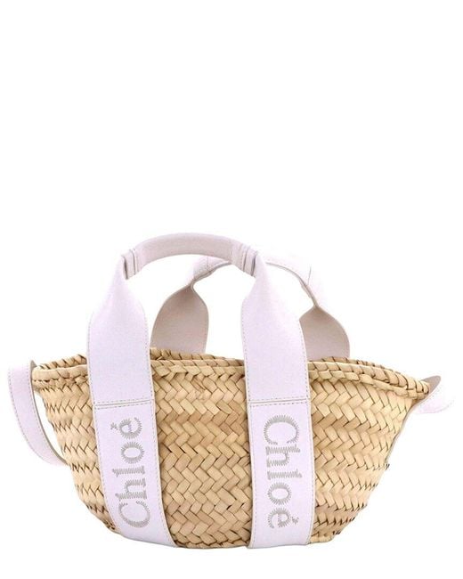 Chloé Pink Sense Basket Tote Raffia With Medium (authentic Pre-loved)