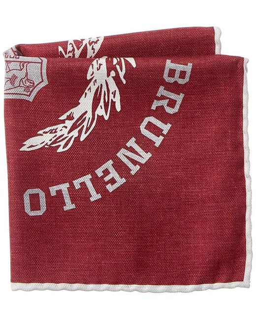 Brunello Cucinelli Red Silk Pocket Square for men