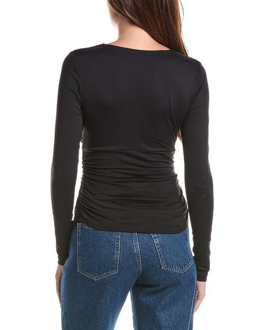 Susana Monaco Black Straight Front Gathered Top