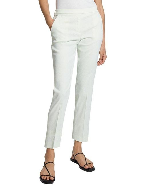 Theory White Treeca Linen-Blend Pant