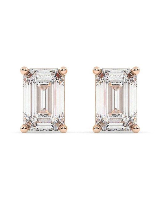 Lab Grown Diamonds White 14K 4.00 Ct. Tw. Lab-Grown Diamond Emerald Cut Stud Earring