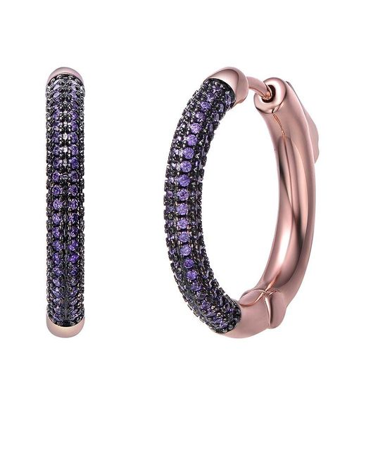 Rachel Glauber White Two-tone Plated Cz Clip-on Earrings