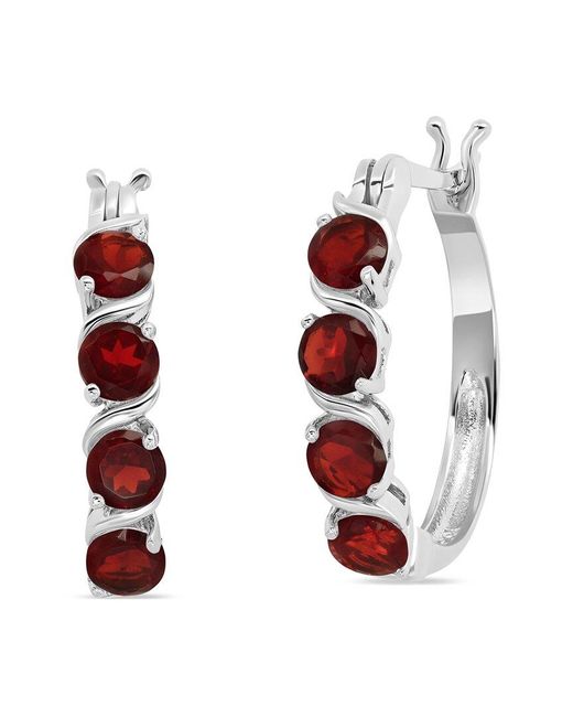 MaxColor White 2.00 Ct. Tw. Garnet Hoop Earrings
