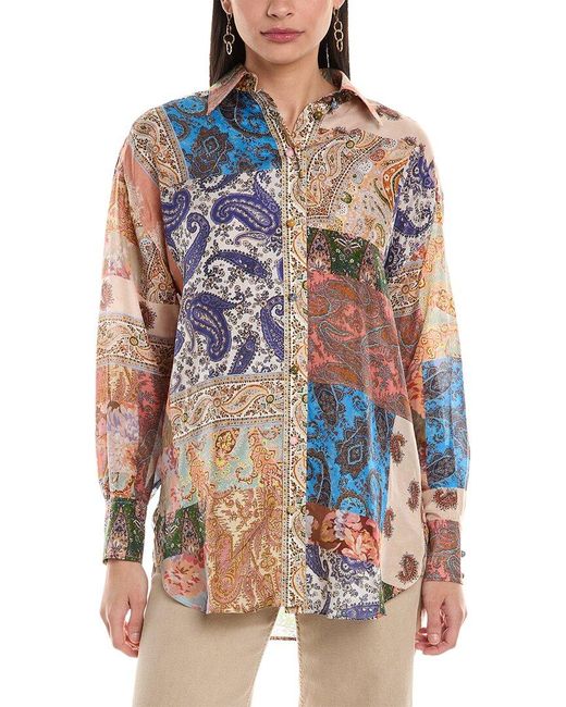 Zimmermann Blue Devi Silk Shirt