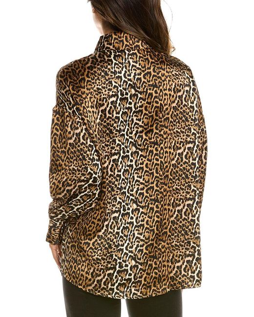 ENA PELLY Brown Cheetah Cuffed Shirt