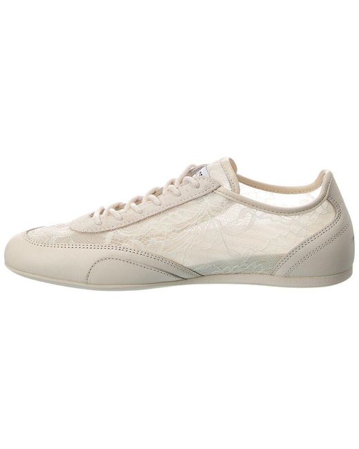 Jimmy Choo White Sunny/F Lace & Leather Sneaker