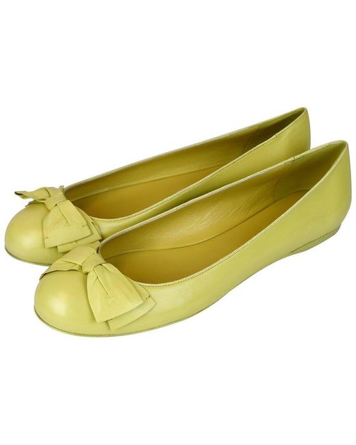 Bottega Veneta Yellow Ballet Leather Flat