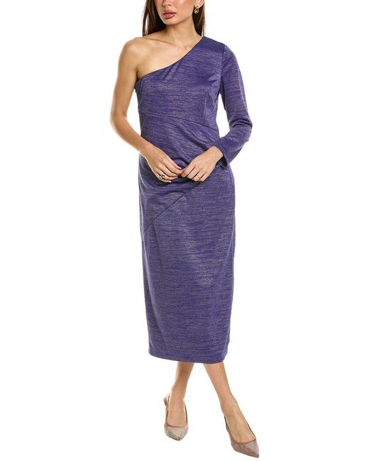 JS Collections Blue Maddie One-Shoulder Midi Dress