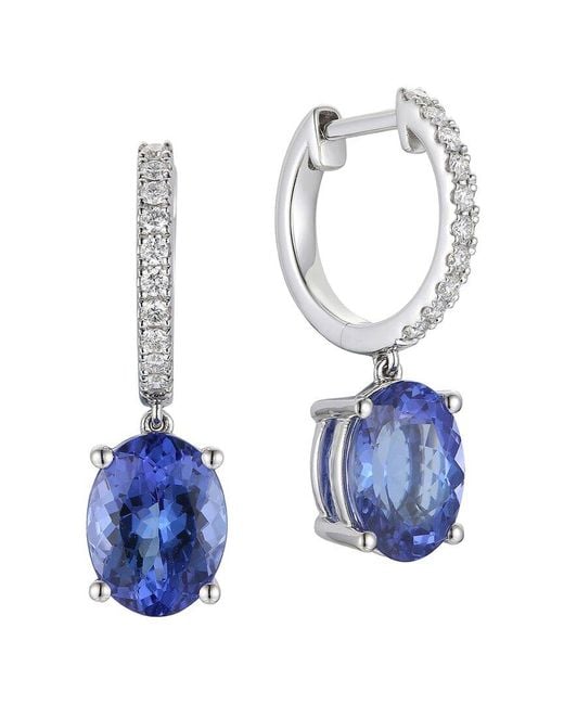 Gregg Ruth Blue 14K 4.20 Ct. Tw. Diamond & Tanzanite Huggie Earring